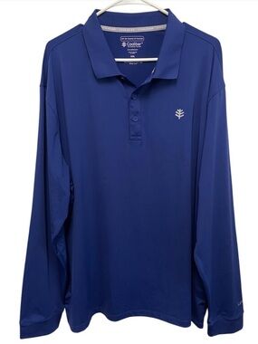 Coolibar erodym long sleeve golf polo shirt blue upf50+